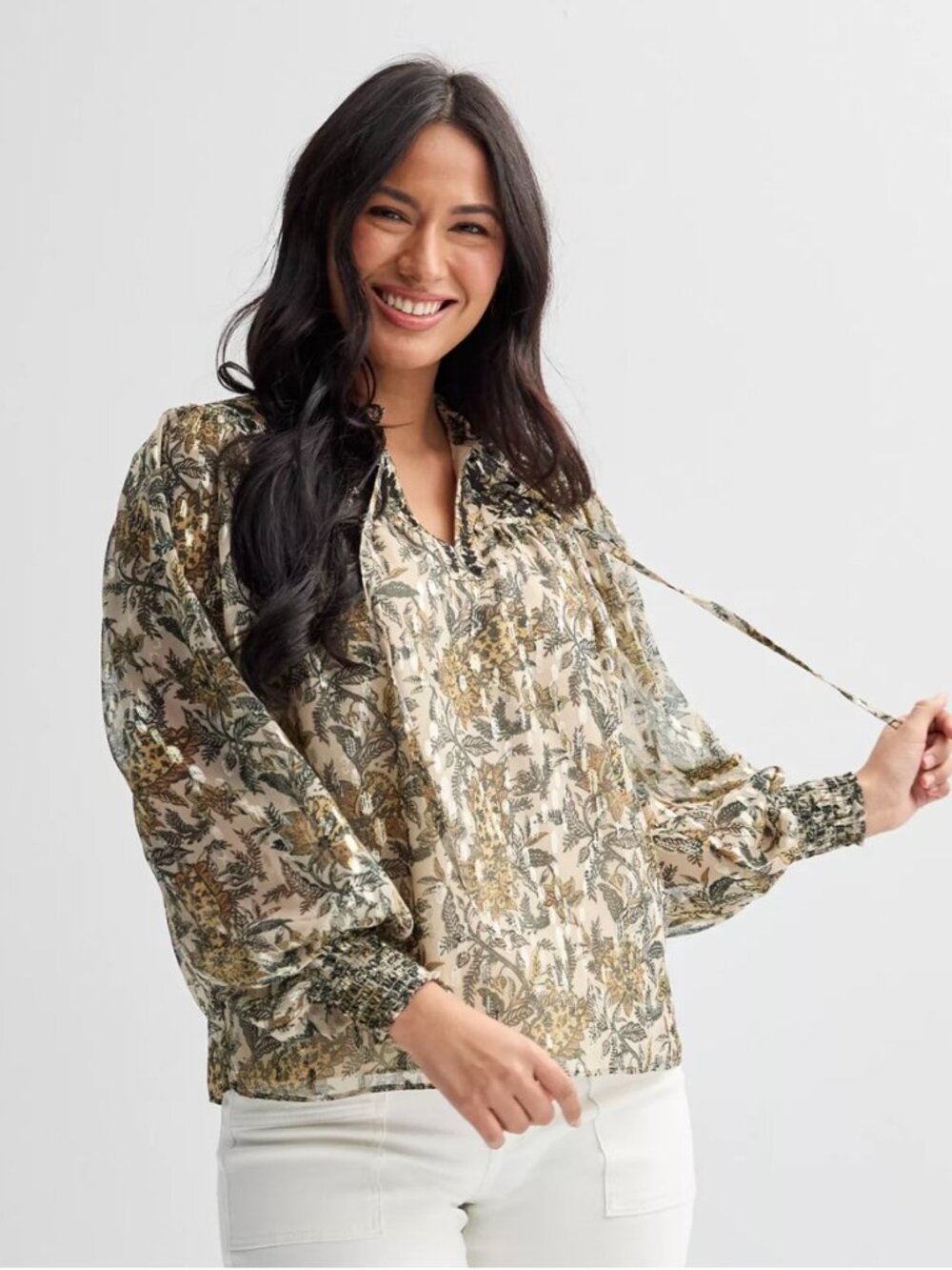 Farmers Market Floral Metallic Embroidered Blouse NWT Size XL